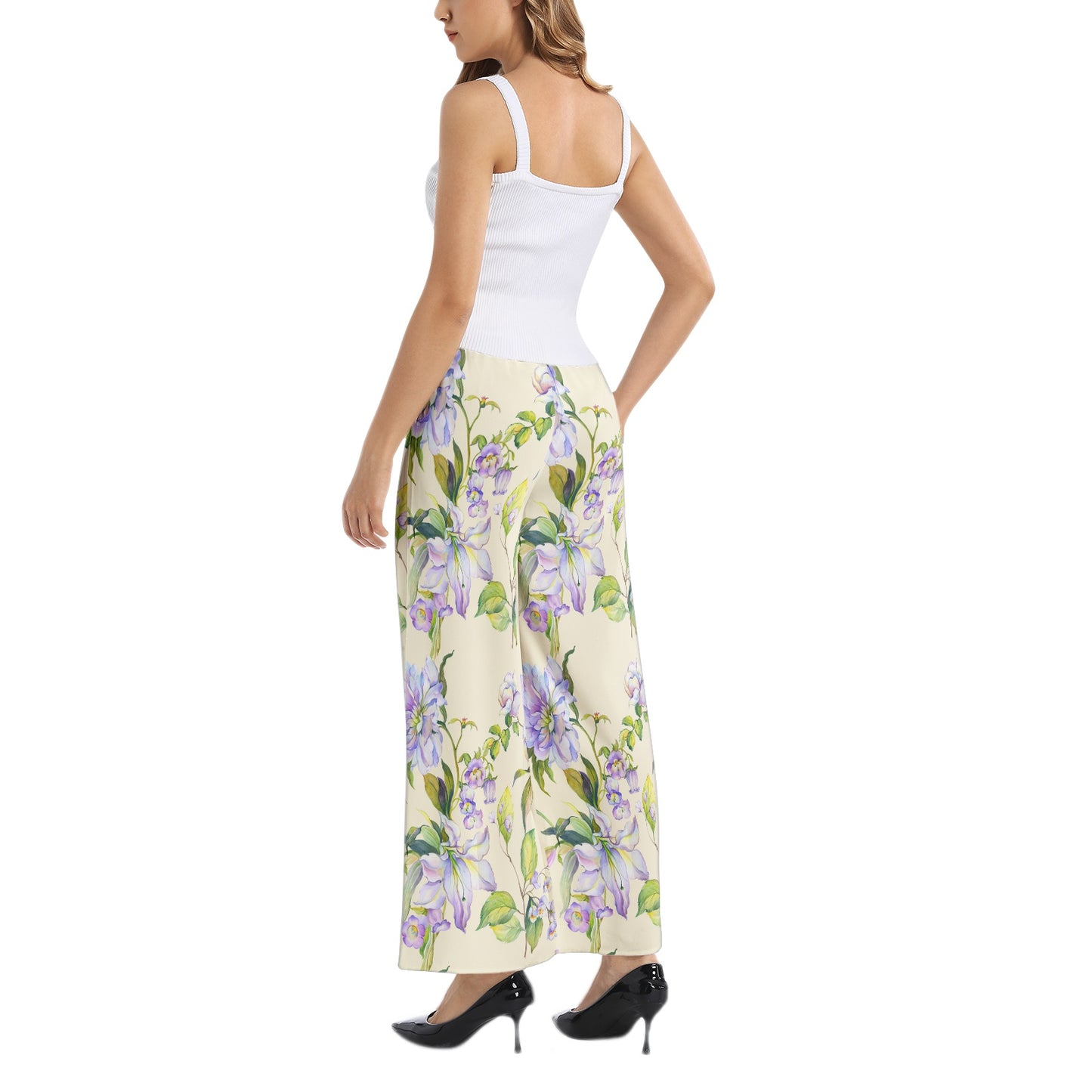 Elastic Waist Wide Leg Pant