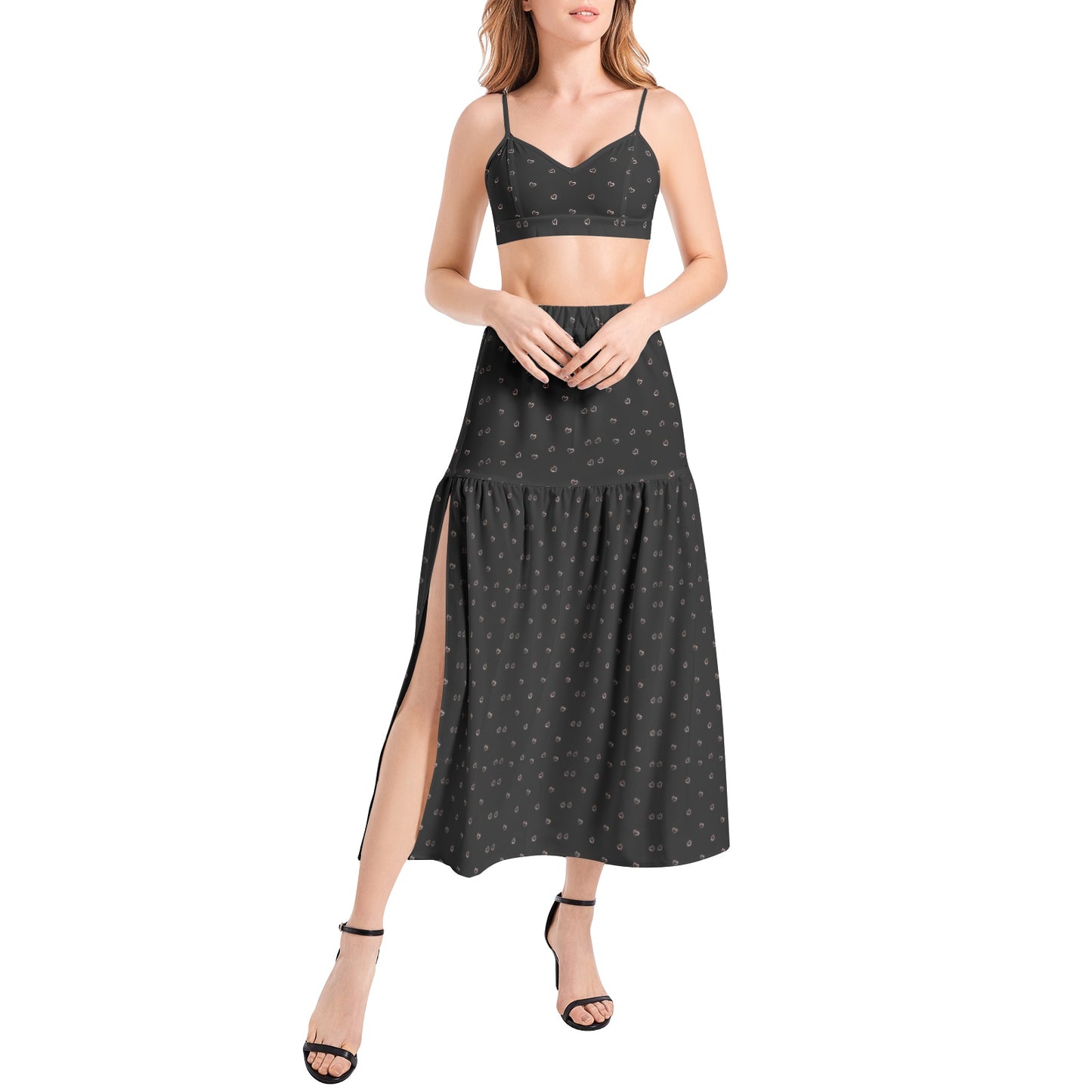 Bralette Top and High Slit Thigh Skirt Set