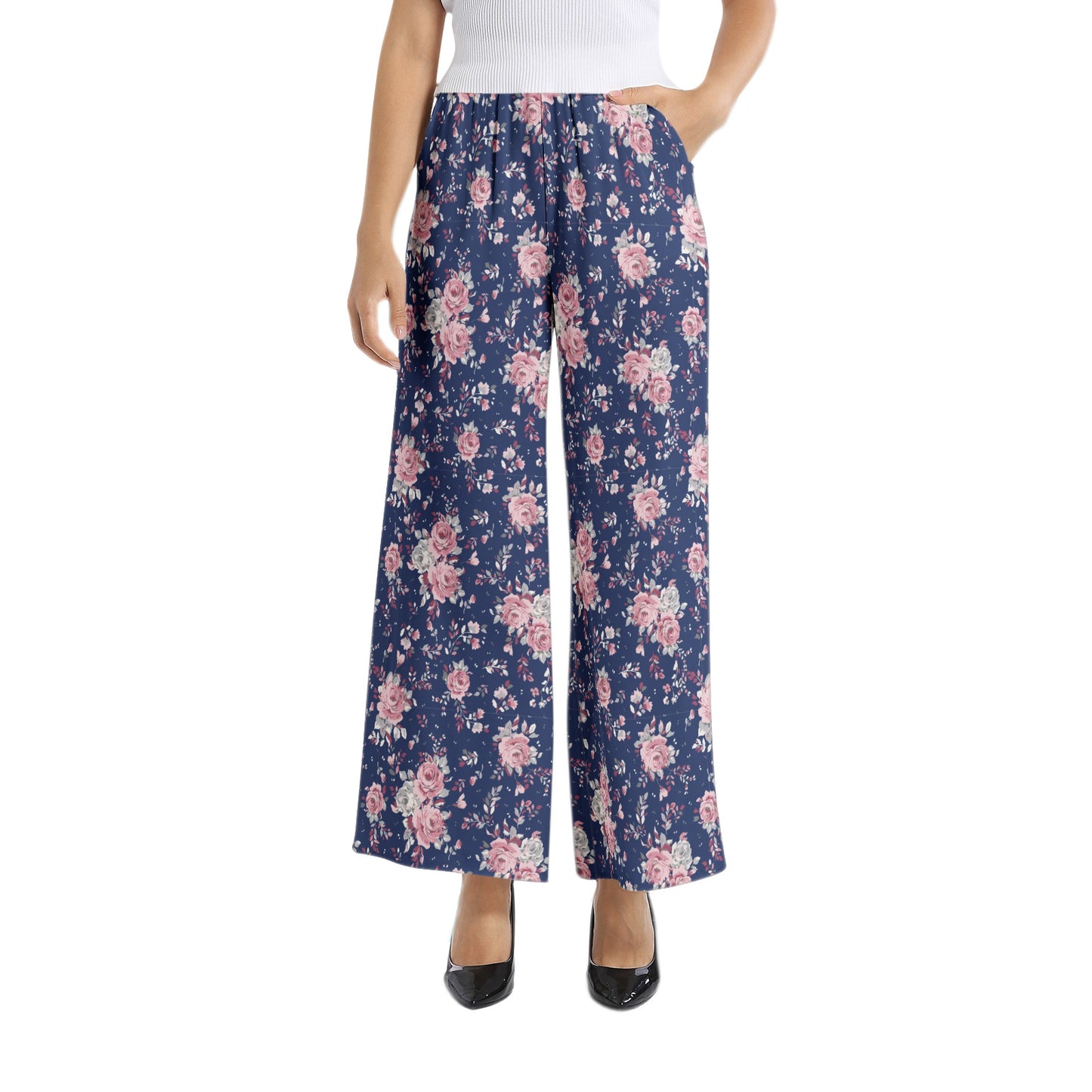 Elastic Waist Wide Leg Pant