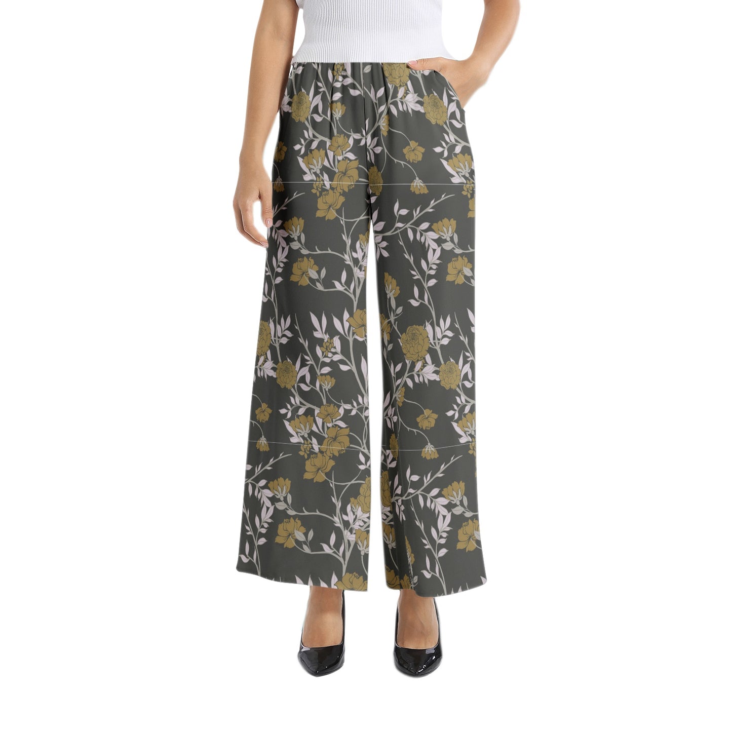 Elastic Waist Wide Leg Pant