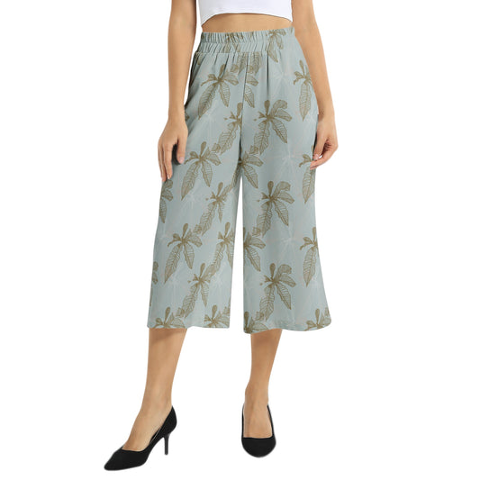 Elastic Waist Capris Wide Leg Pant