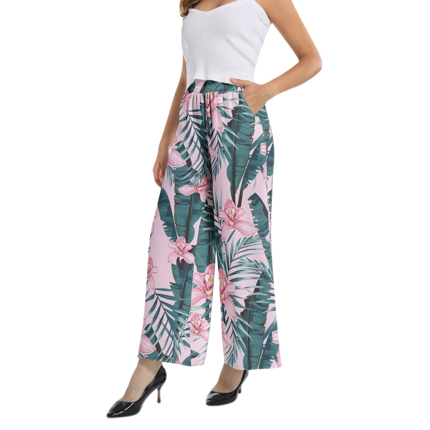 Elastic Waist Wide Leg Pant