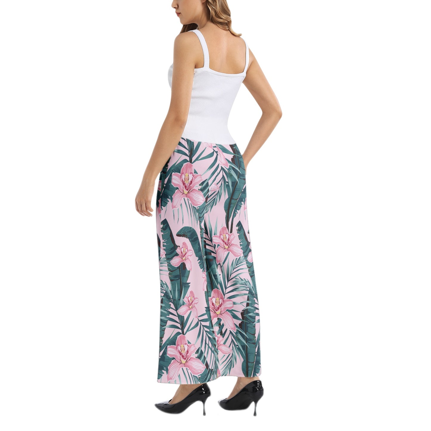 Elastic Waist Wide Leg Pant