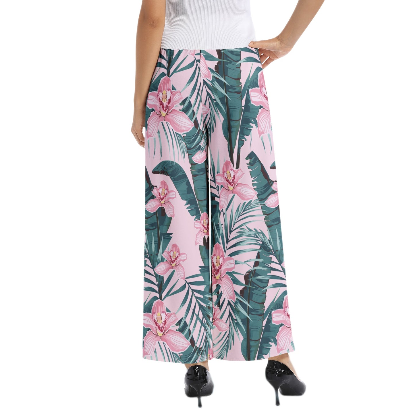 Elastic Waist Wide Leg Pant