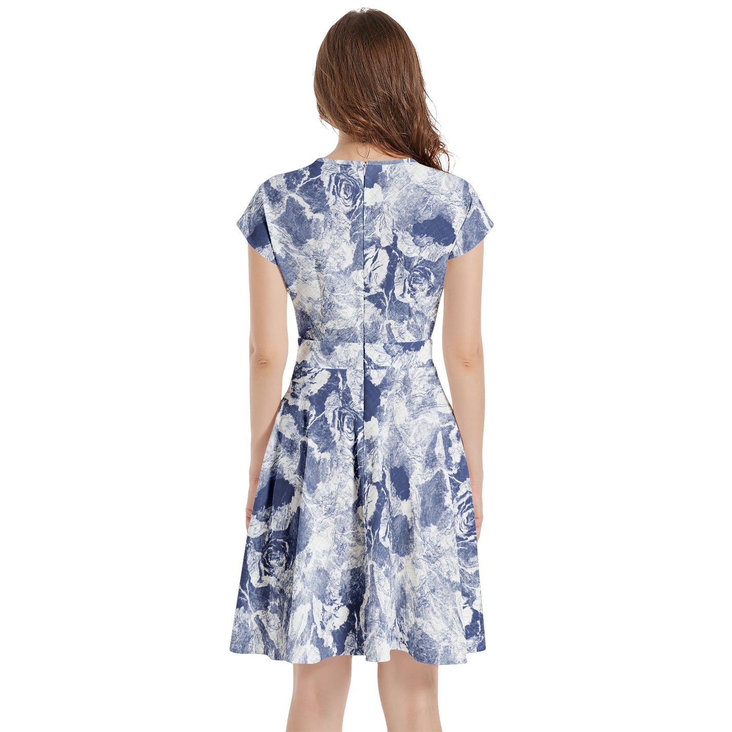 Short Sleeve  Casual A-Line Midi Dress