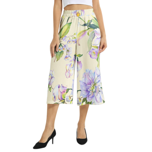 Elastic Waist Capris Wide Leg Pant