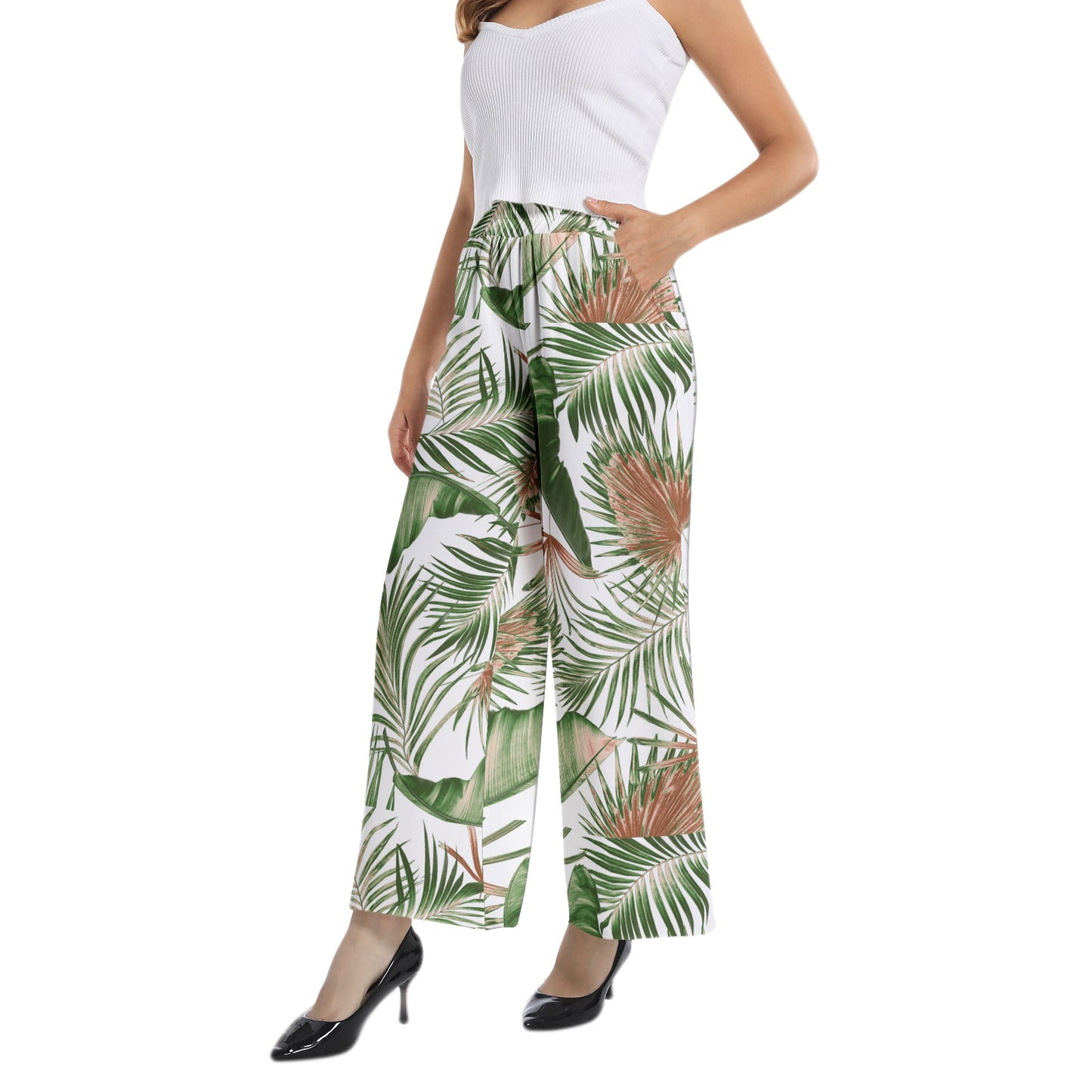 Elastic Waist Wide Leg Pant