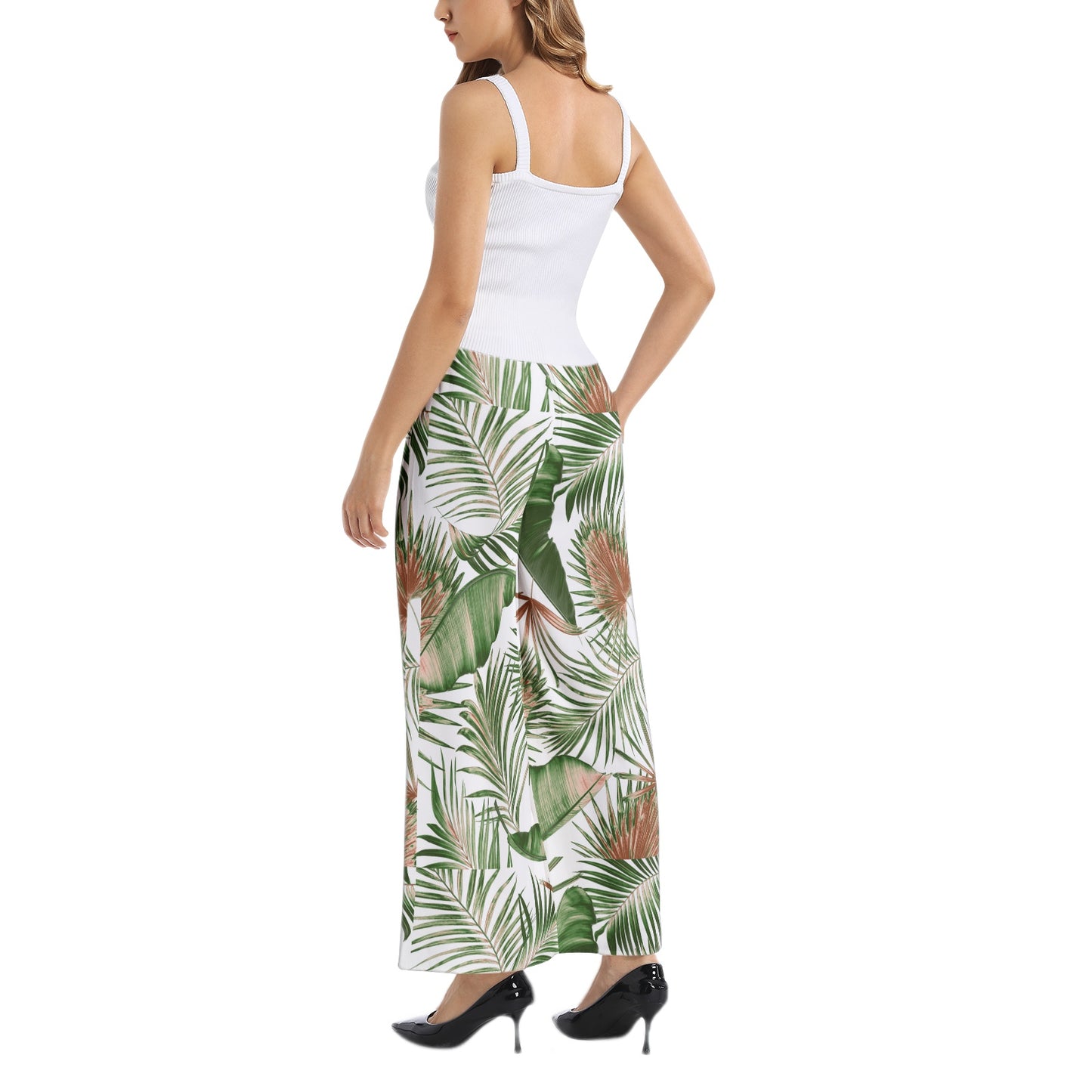 Elastic Waist Wide Leg Pant