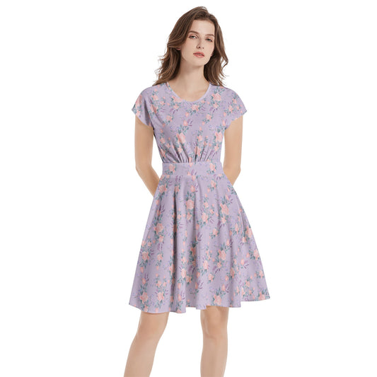 Short Sleeve  Casual A-Line Midi Dress