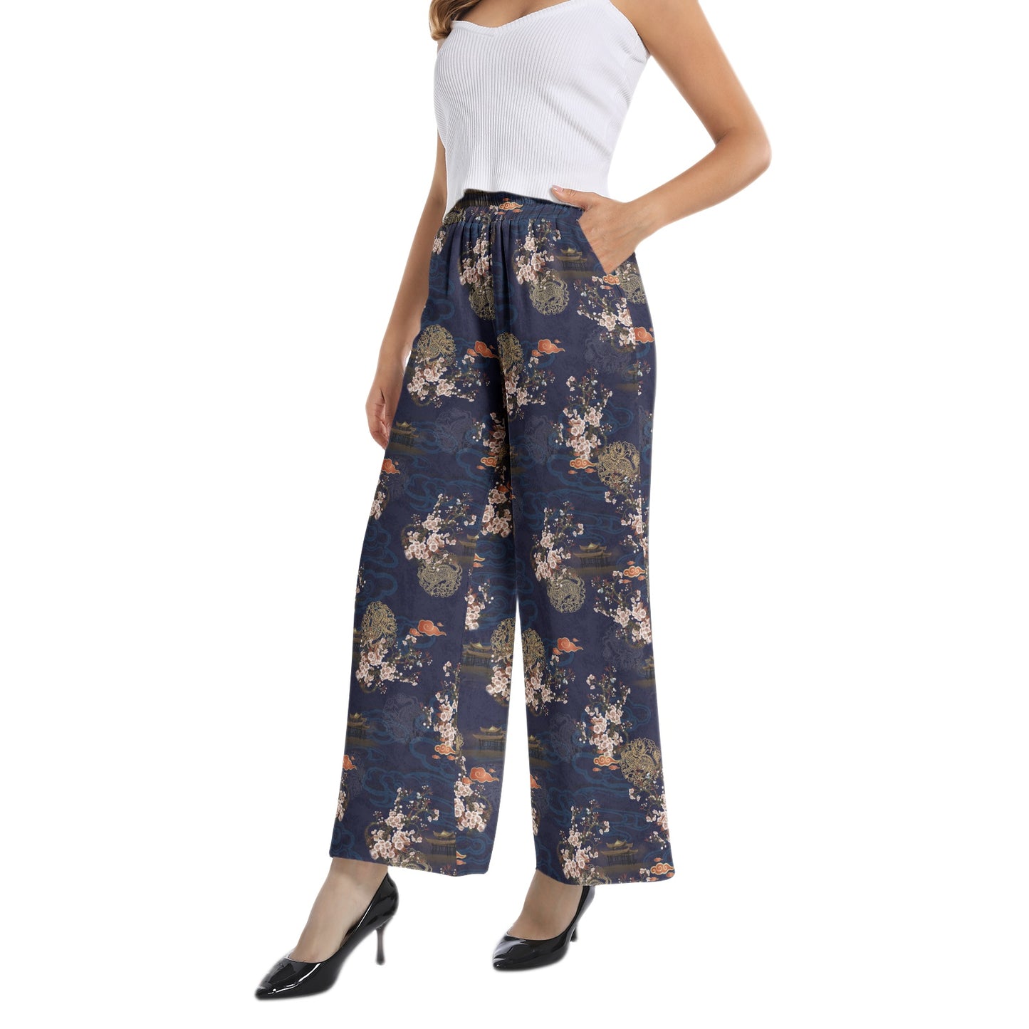 Elastic Waist Wide Leg Pant