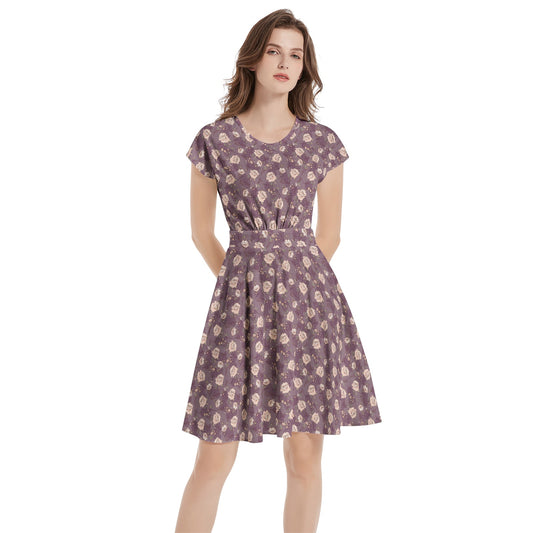 Short Sleeve  Casual A-Line Midi Dress