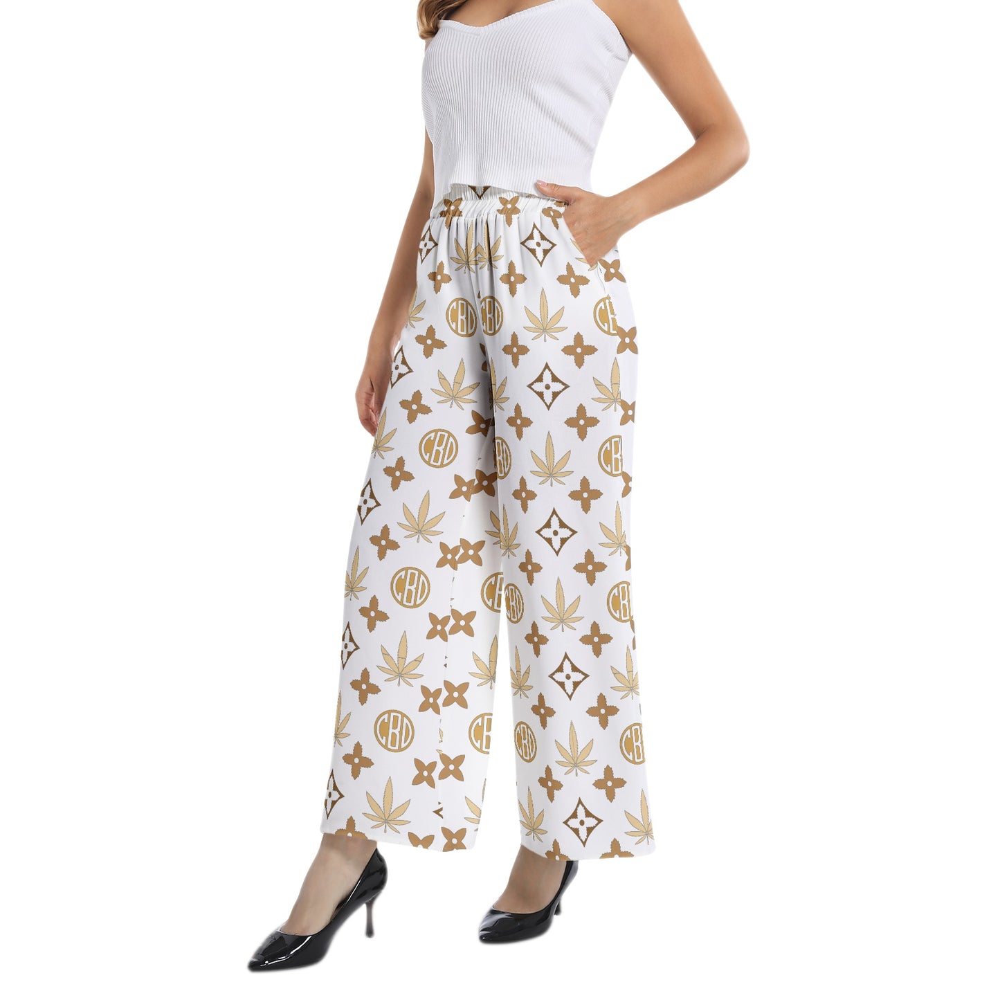 Elastic Waist Wide Leg Pant