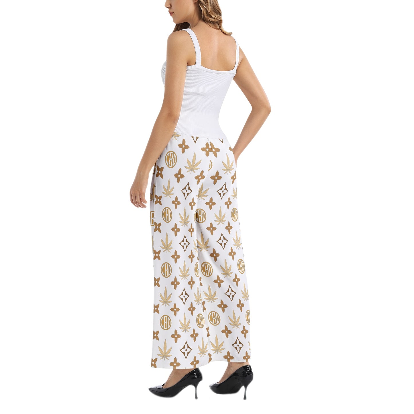 Elastic Waist Wide Leg Pant