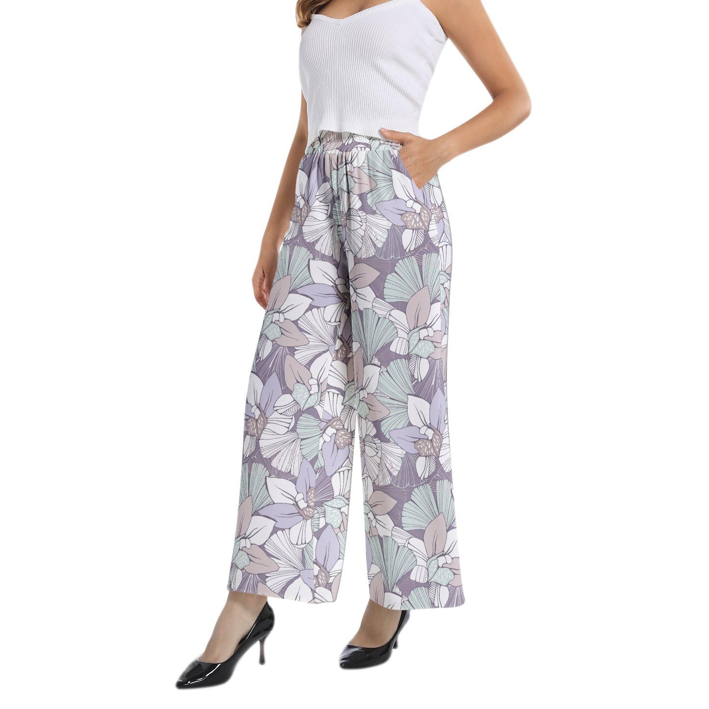 Elastic Waist Wide Leg Pant