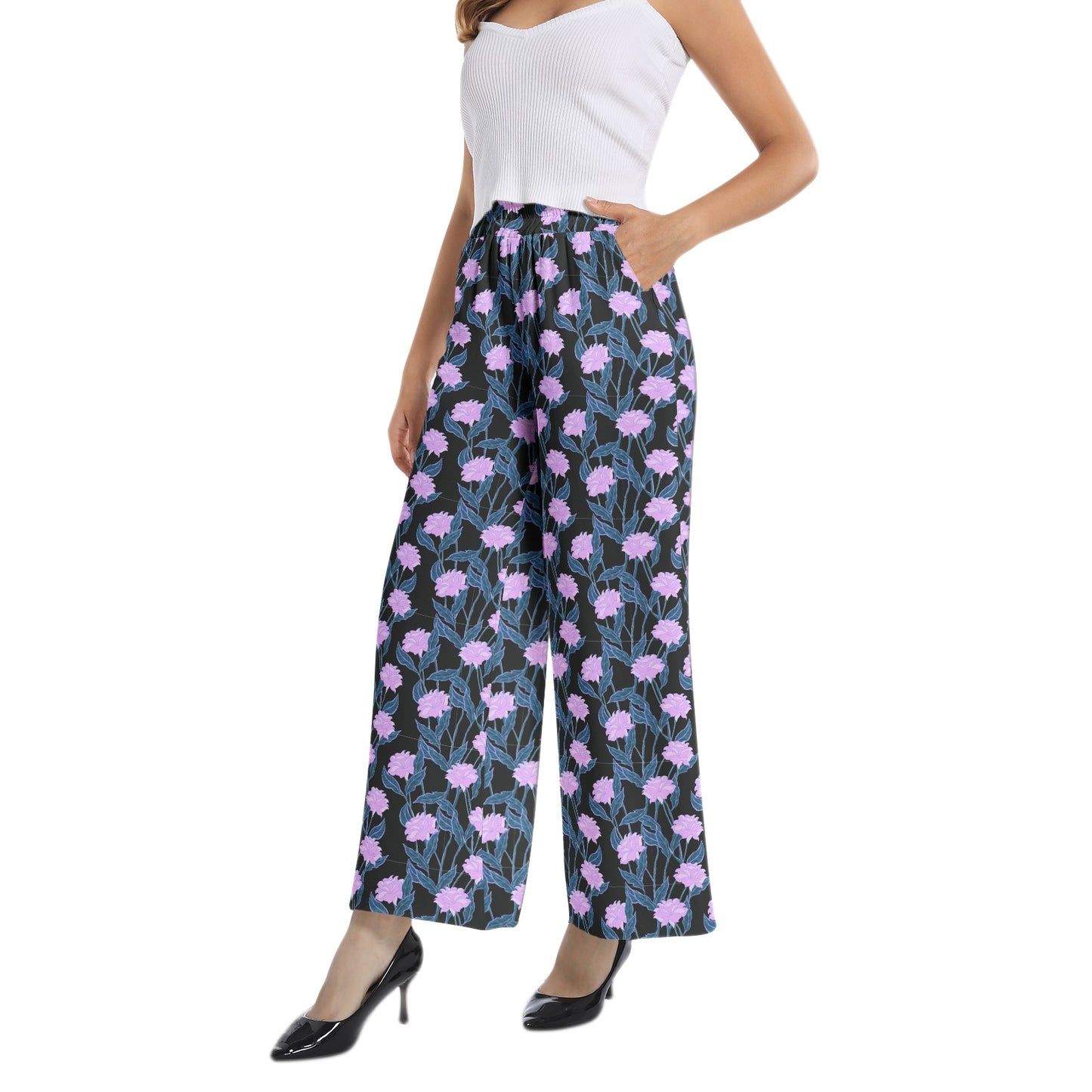 Elastic Waist Wide Leg Pant