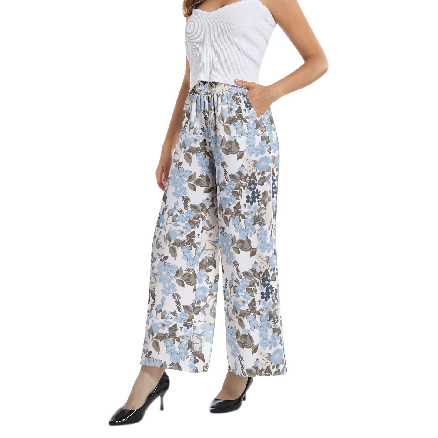 Elastic Waist Wide Leg Pant