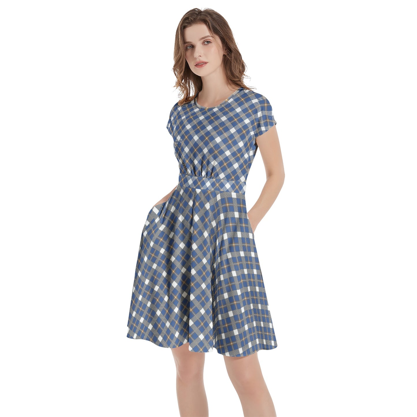 Short Sleeve  Casual A-Line Midi Dress