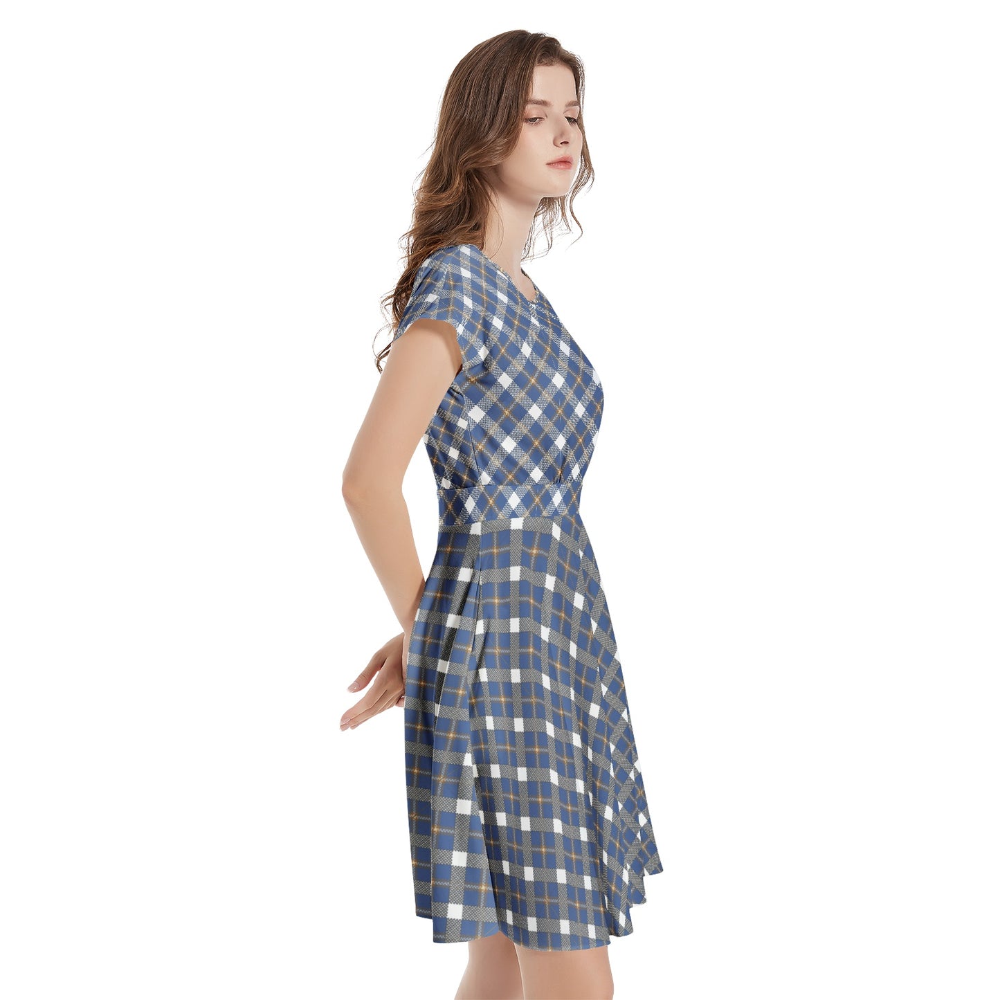 Short Sleeve  Casual A-Line Midi Dress