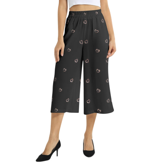 Elastic Waist Capris Wide Leg Pant