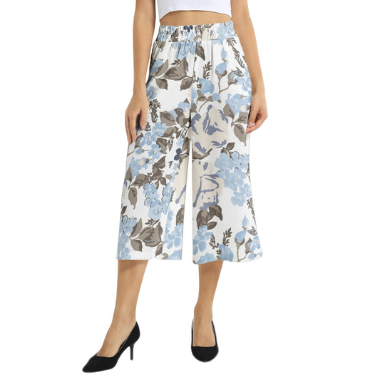 Elastic Waist Capris Wide Leg Pant