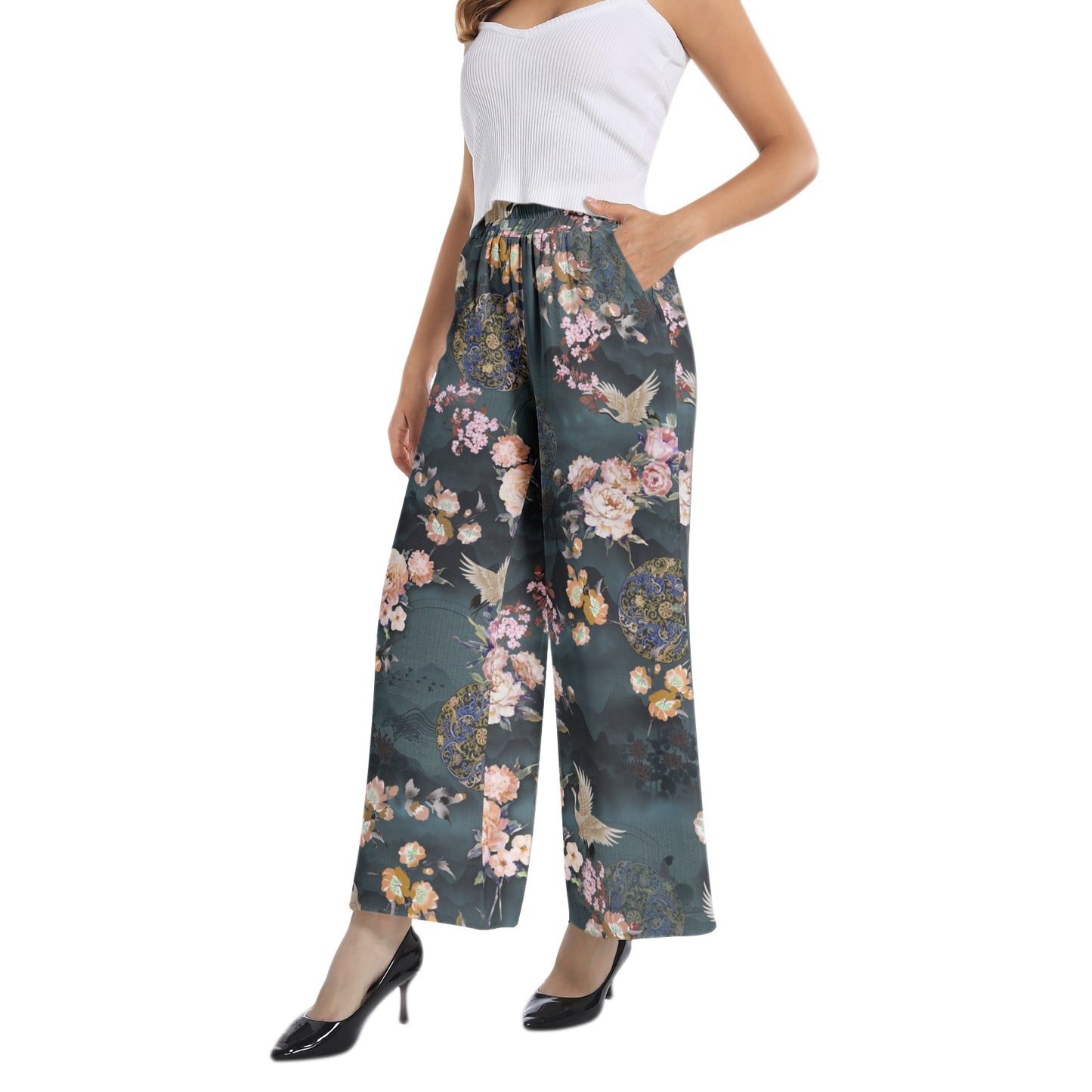 Elastic Waist Wide Leg Pant