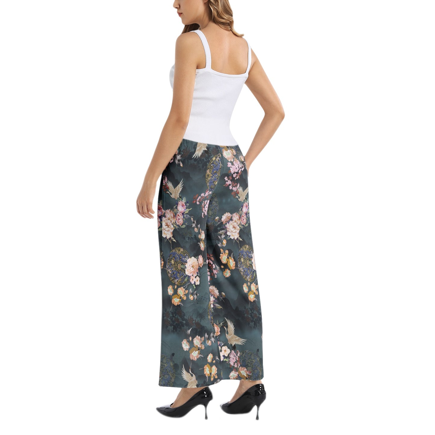 Elastic Waist Wide Leg Pant