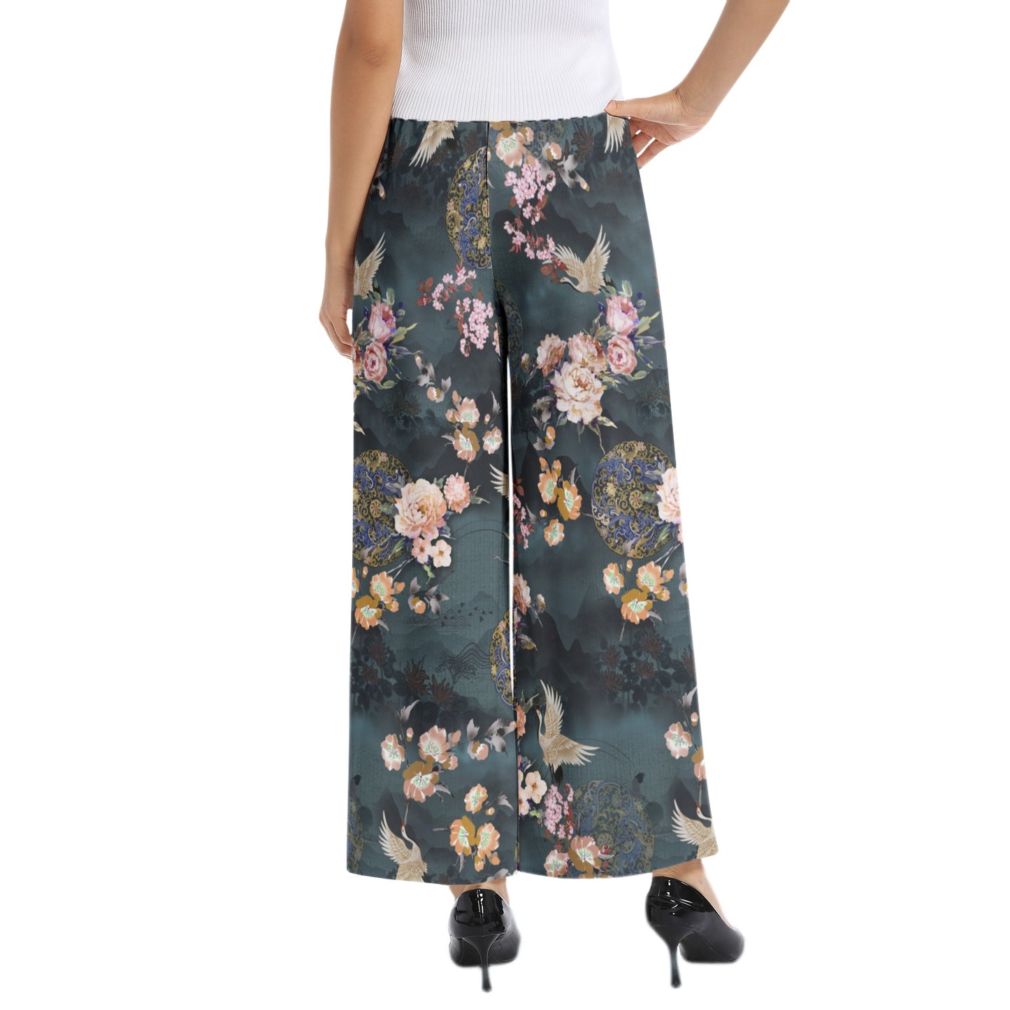 Elastic Waist Wide Leg Pant