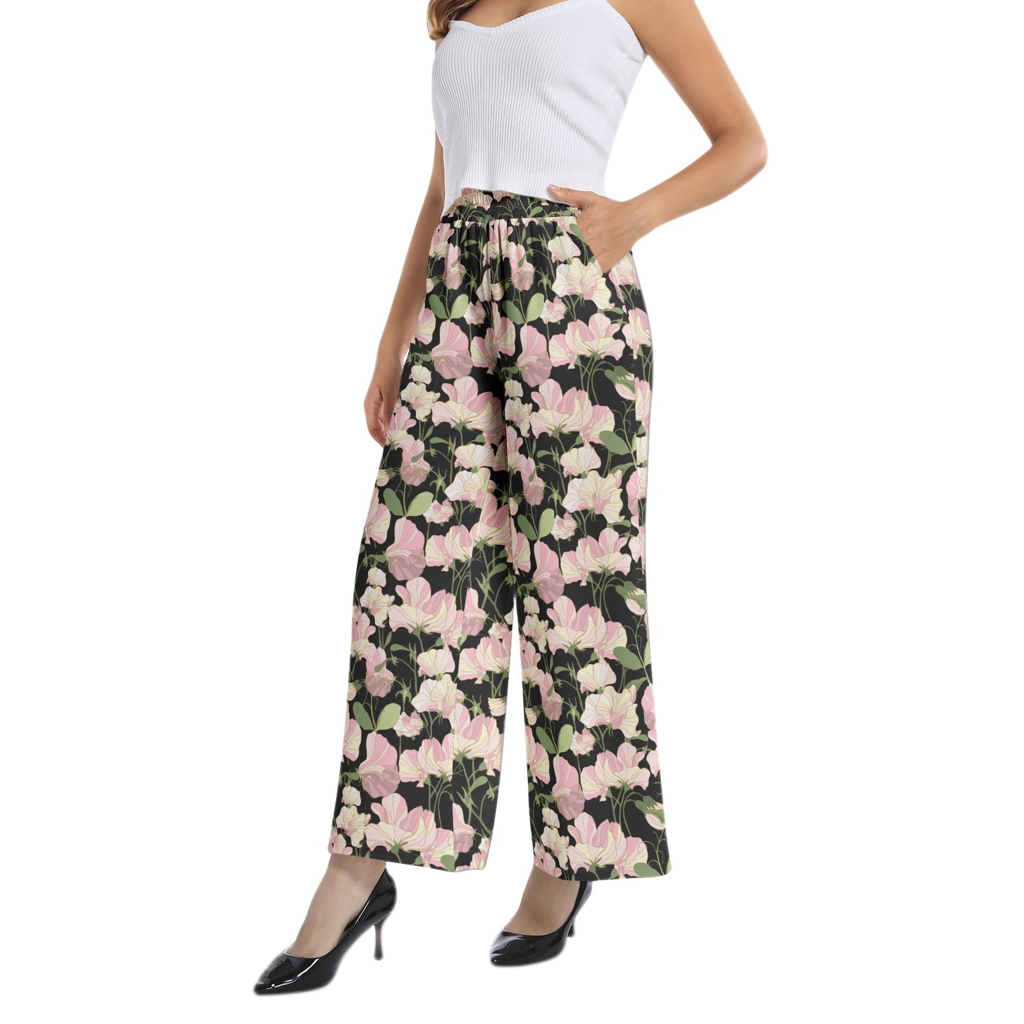 Elastic Waist Wide Leg Pant