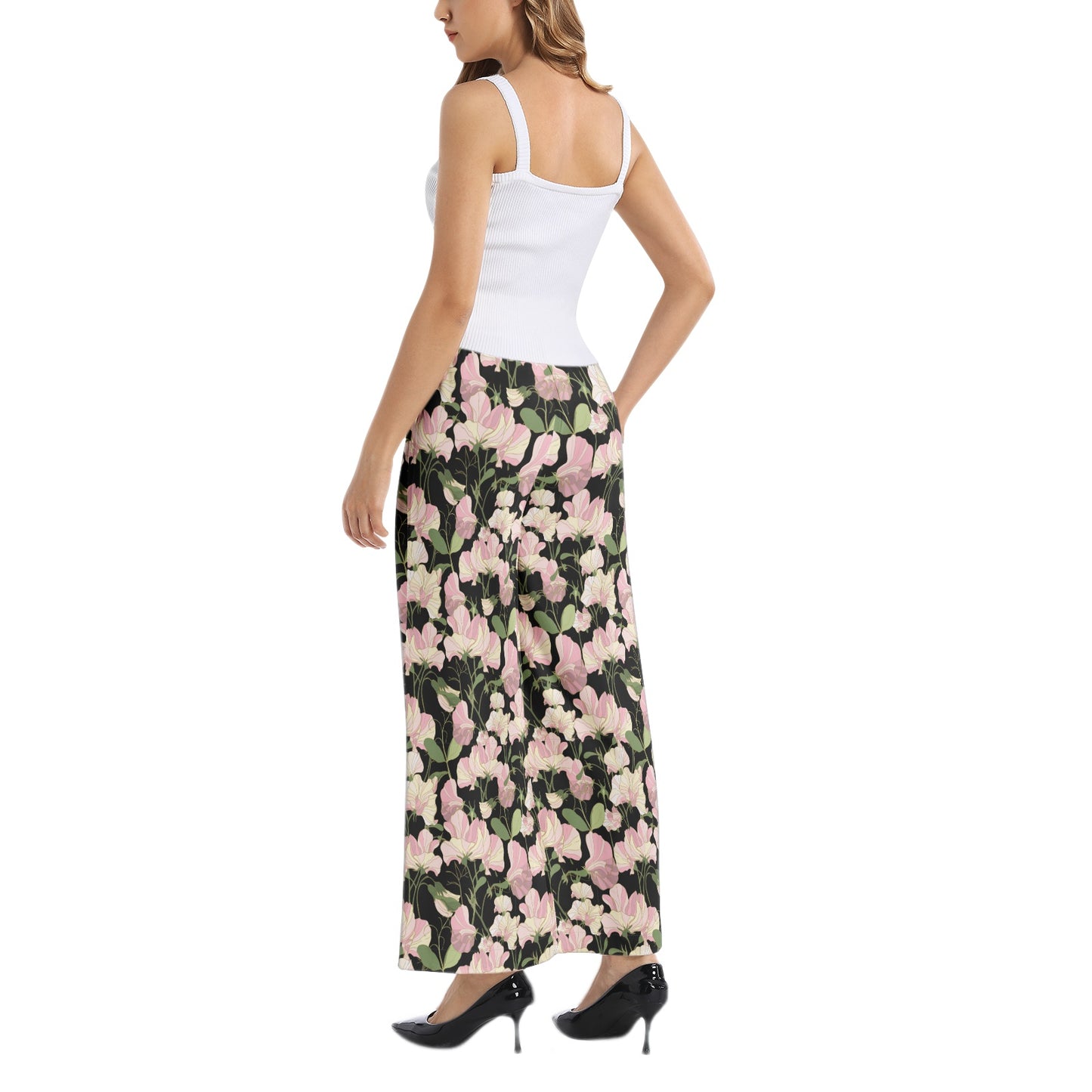 Elastic Waist Wide Leg Pant