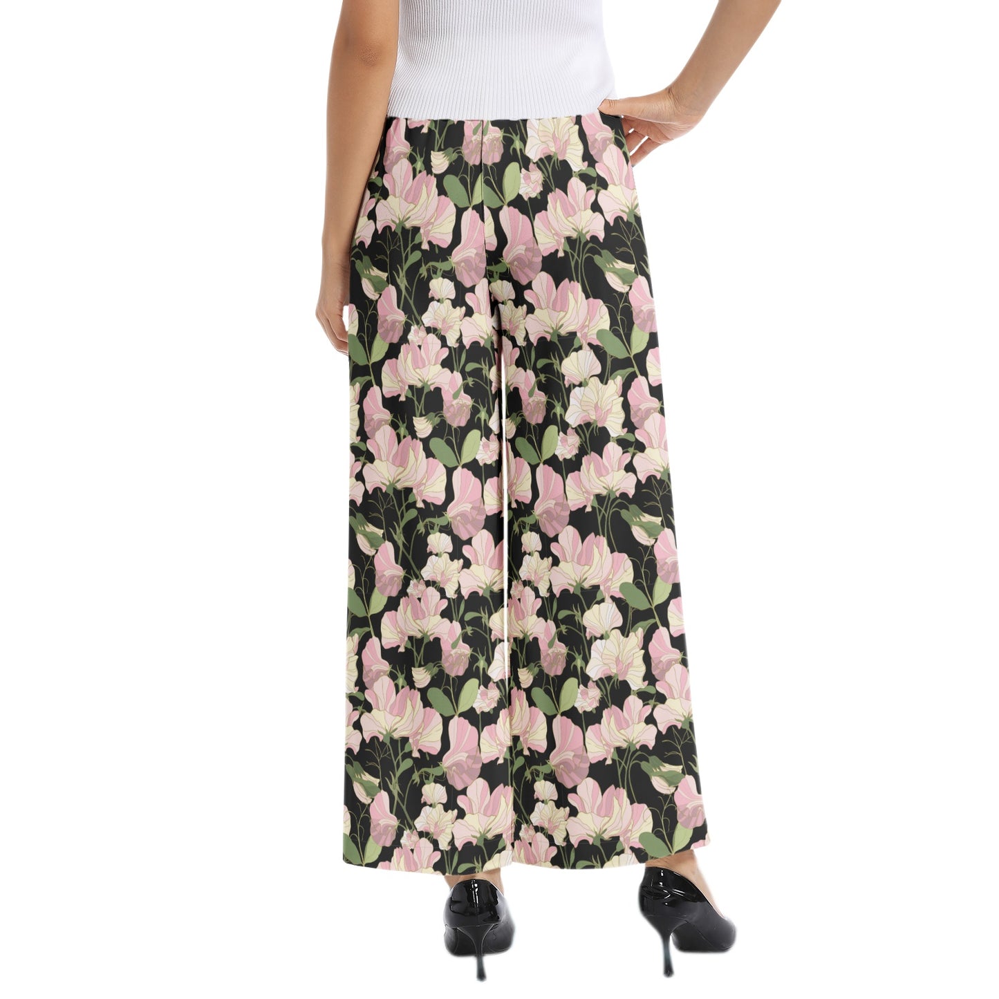 Elastic Waist Wide Leg Pant