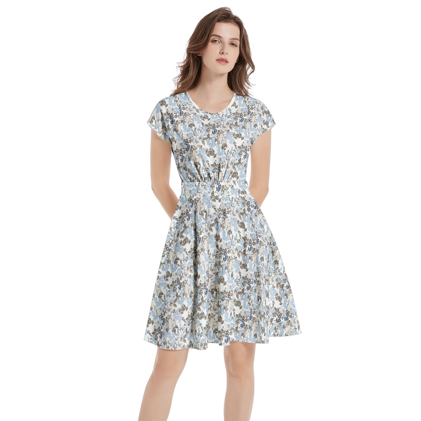 Short Sleeve  Casual A-Line Midi Dress