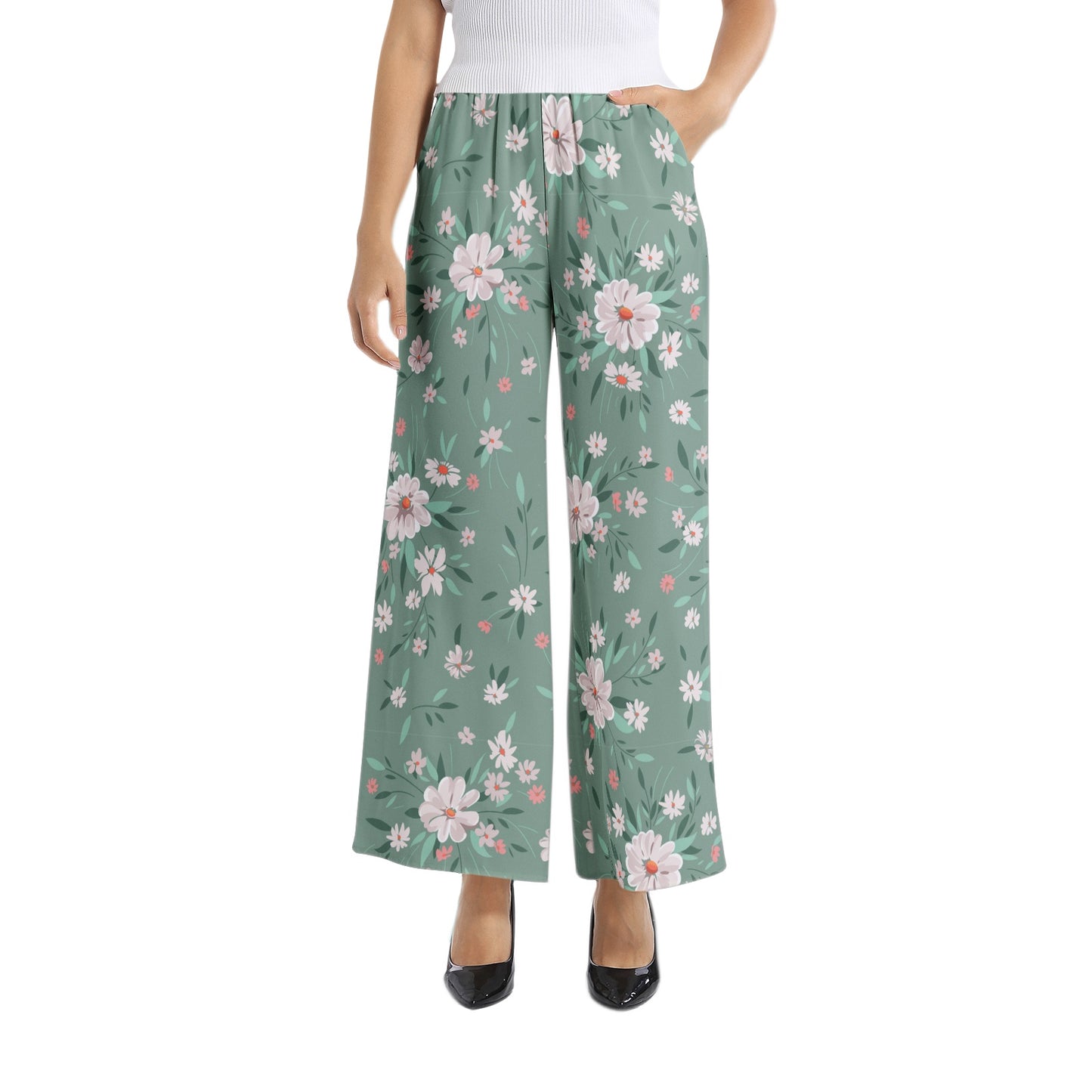 Elastic Waist Wide Leg Pant