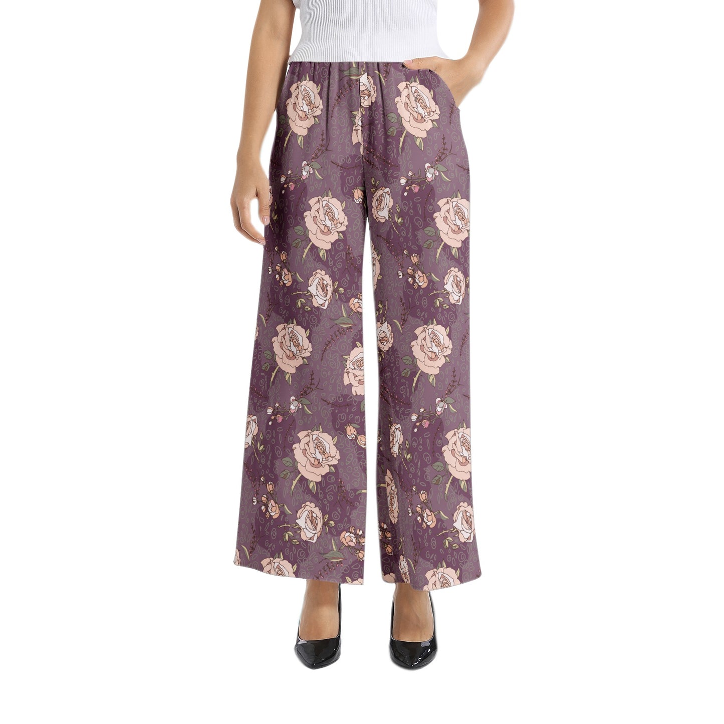 Elastic Waist Wide Leg Pant