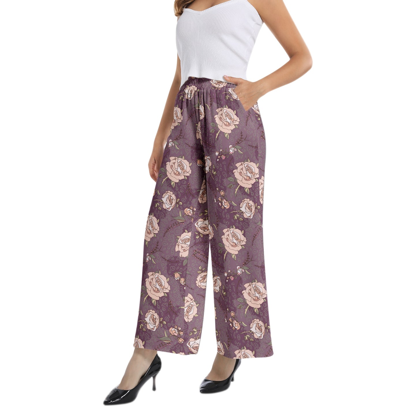 Elastic Waist Wide Leg Pant