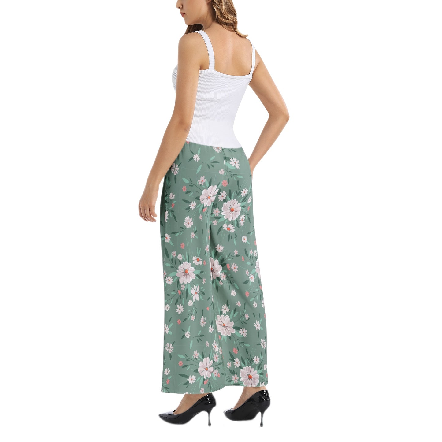 Elastic Waist Wide Leg Pant