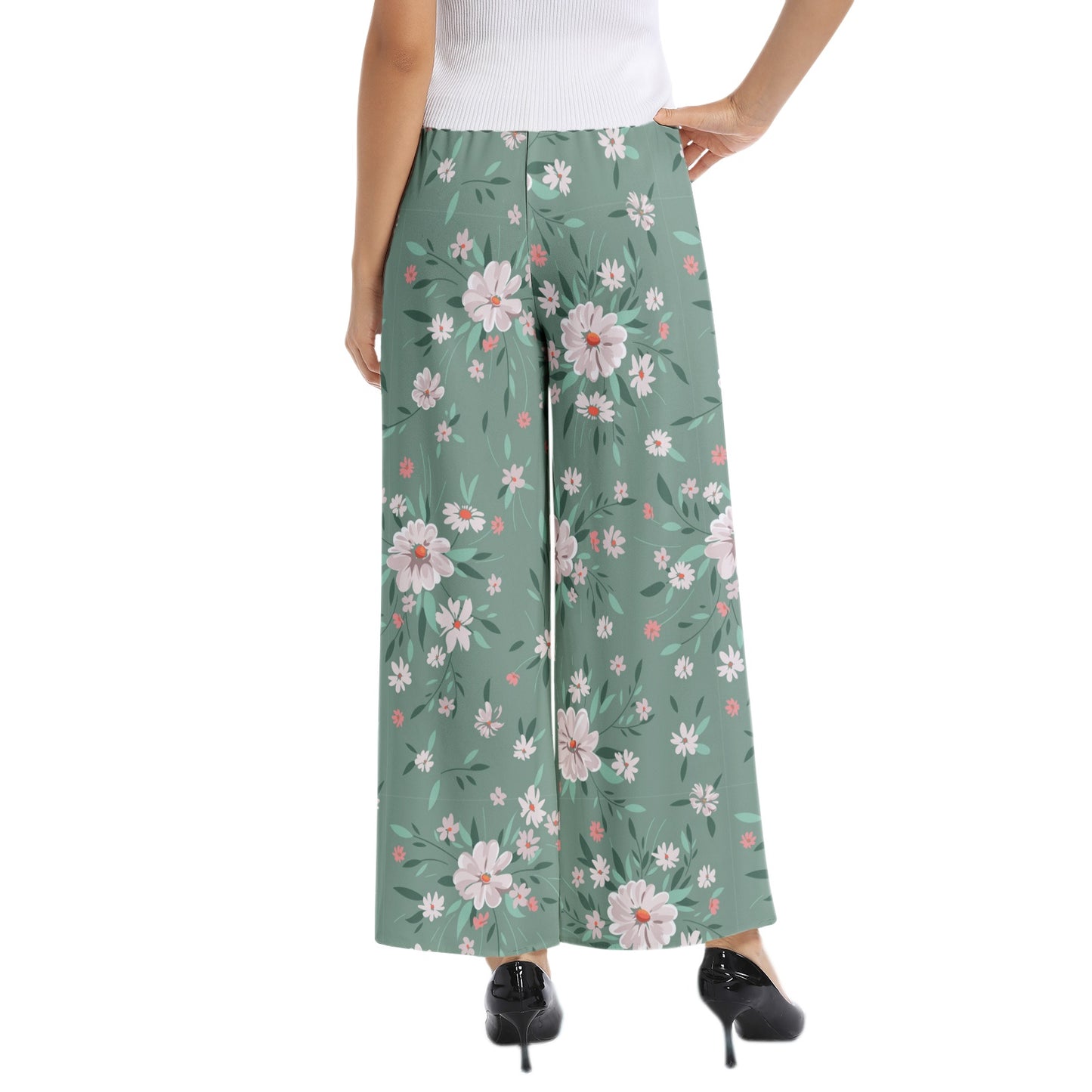 Elastic Waist Wide Leg Pant