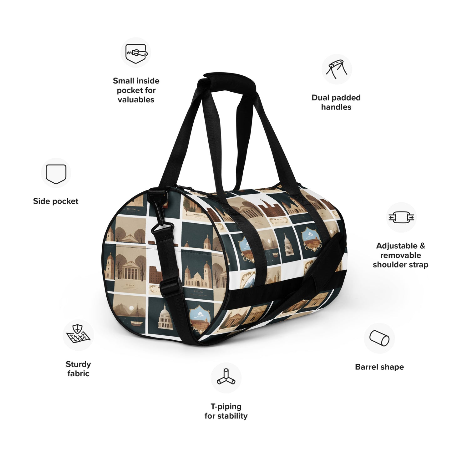 All-over print gym bag