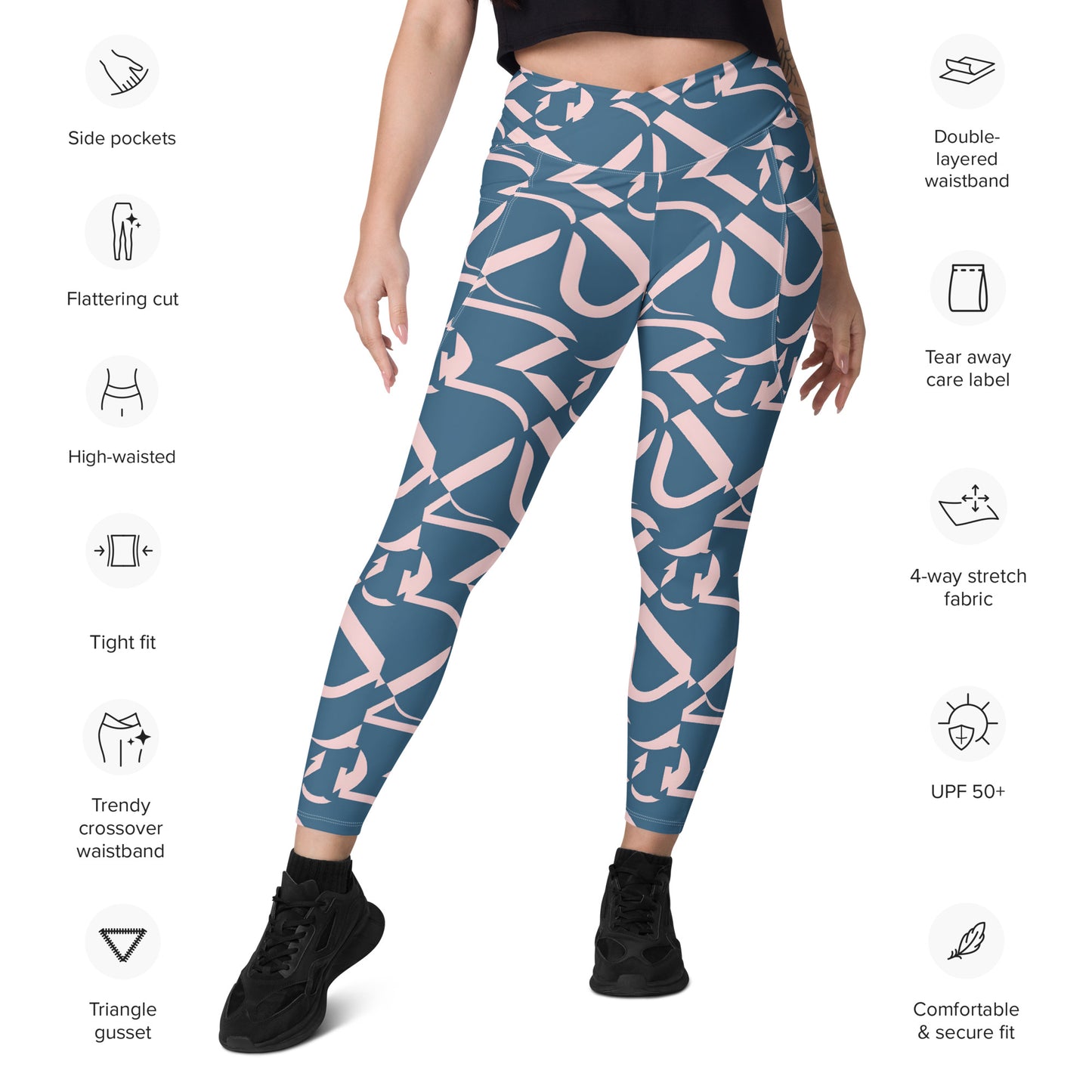 Crossover leggings with pockets