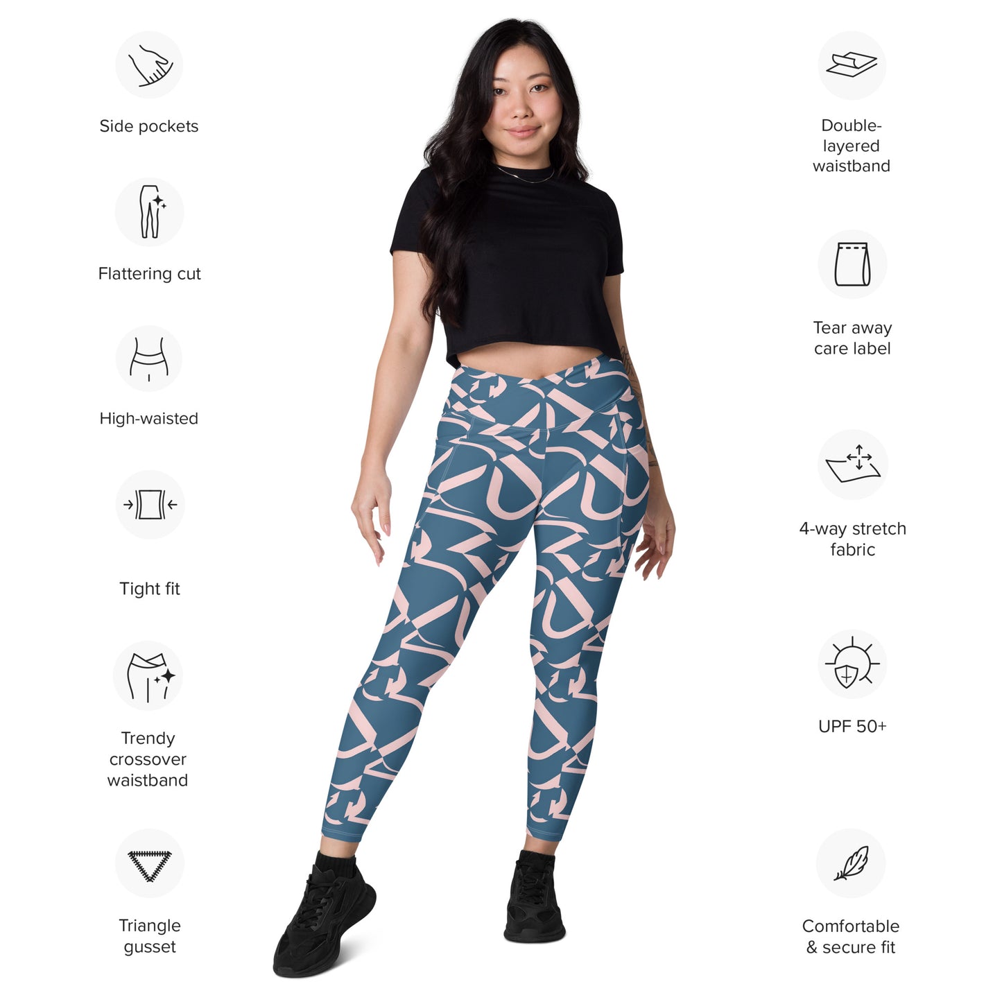 Crossover leggings with pockets