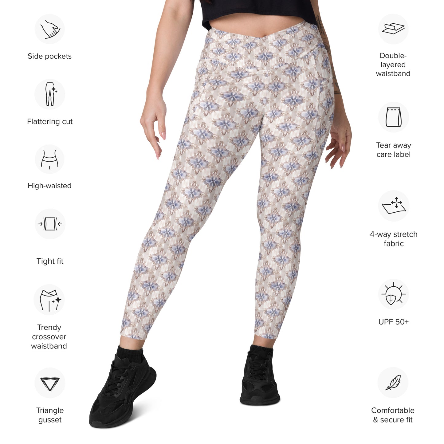 Crossover leggings with pockets