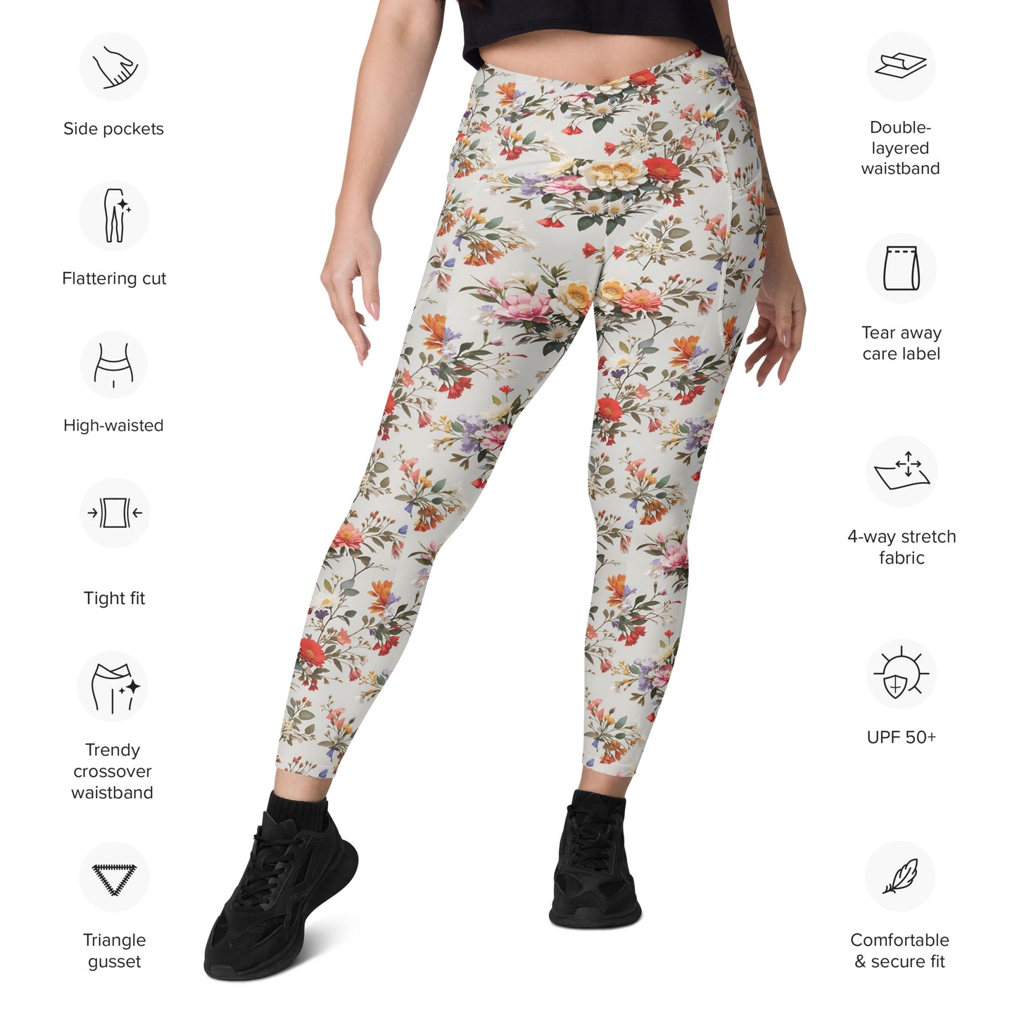 Crossover leggings with pockets