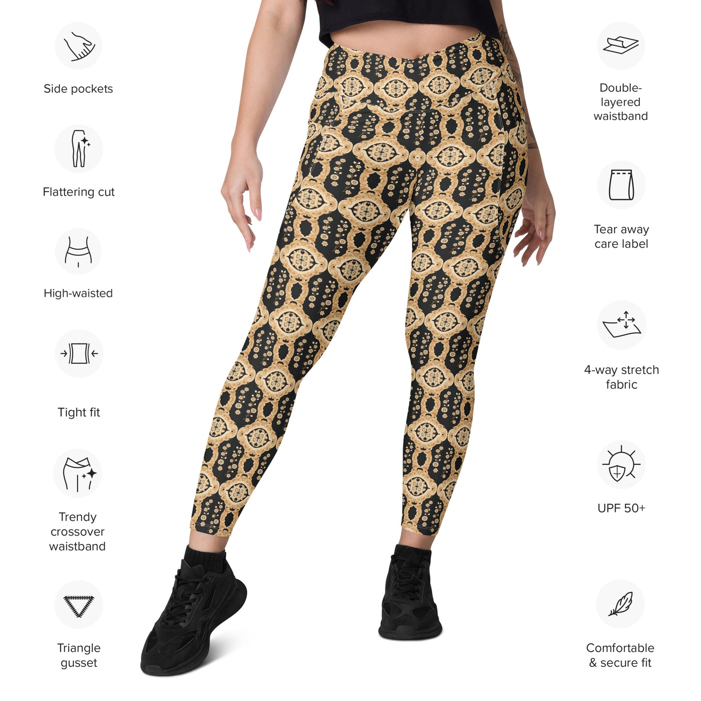 Crossover leggings with pockets