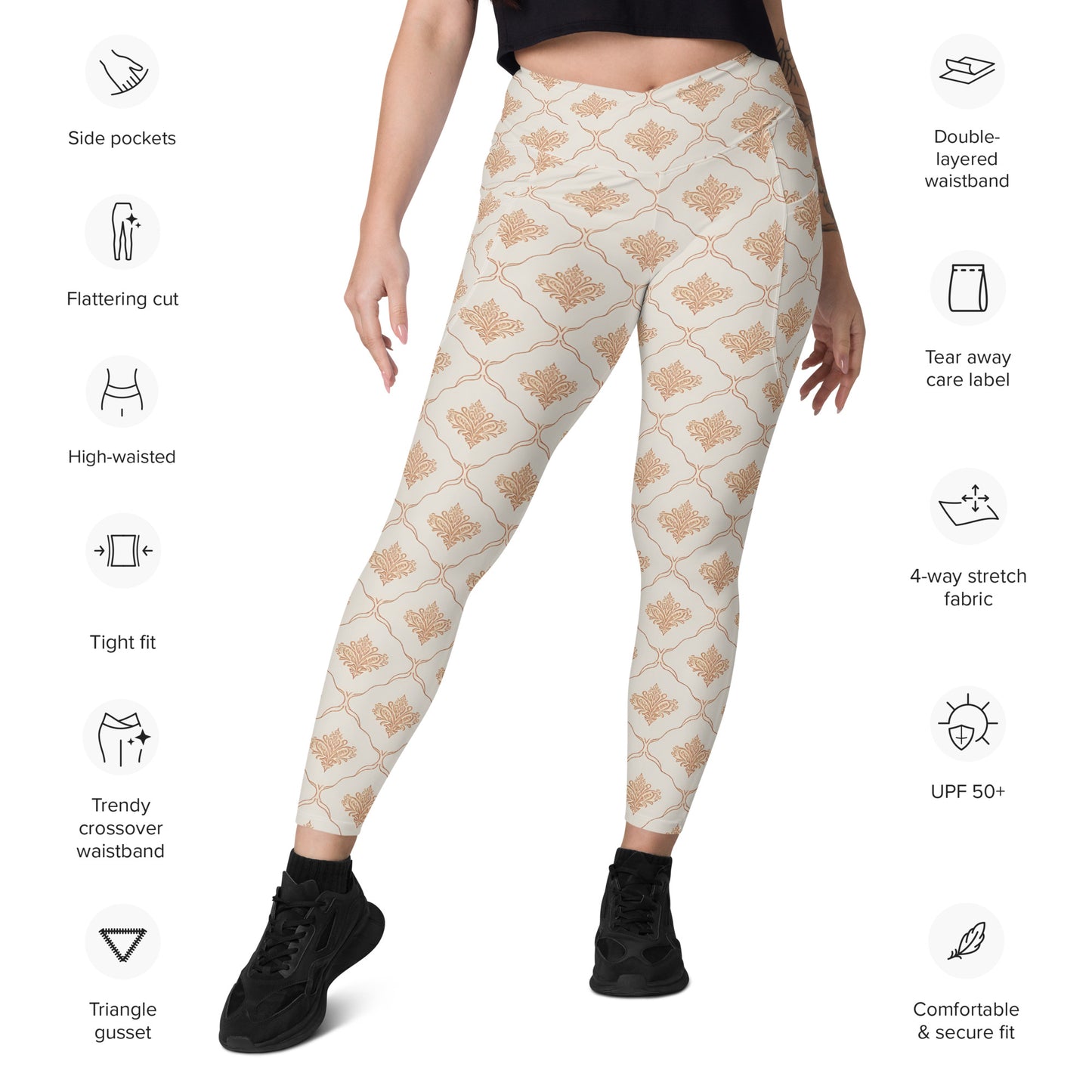 Crossover leggings with pockets