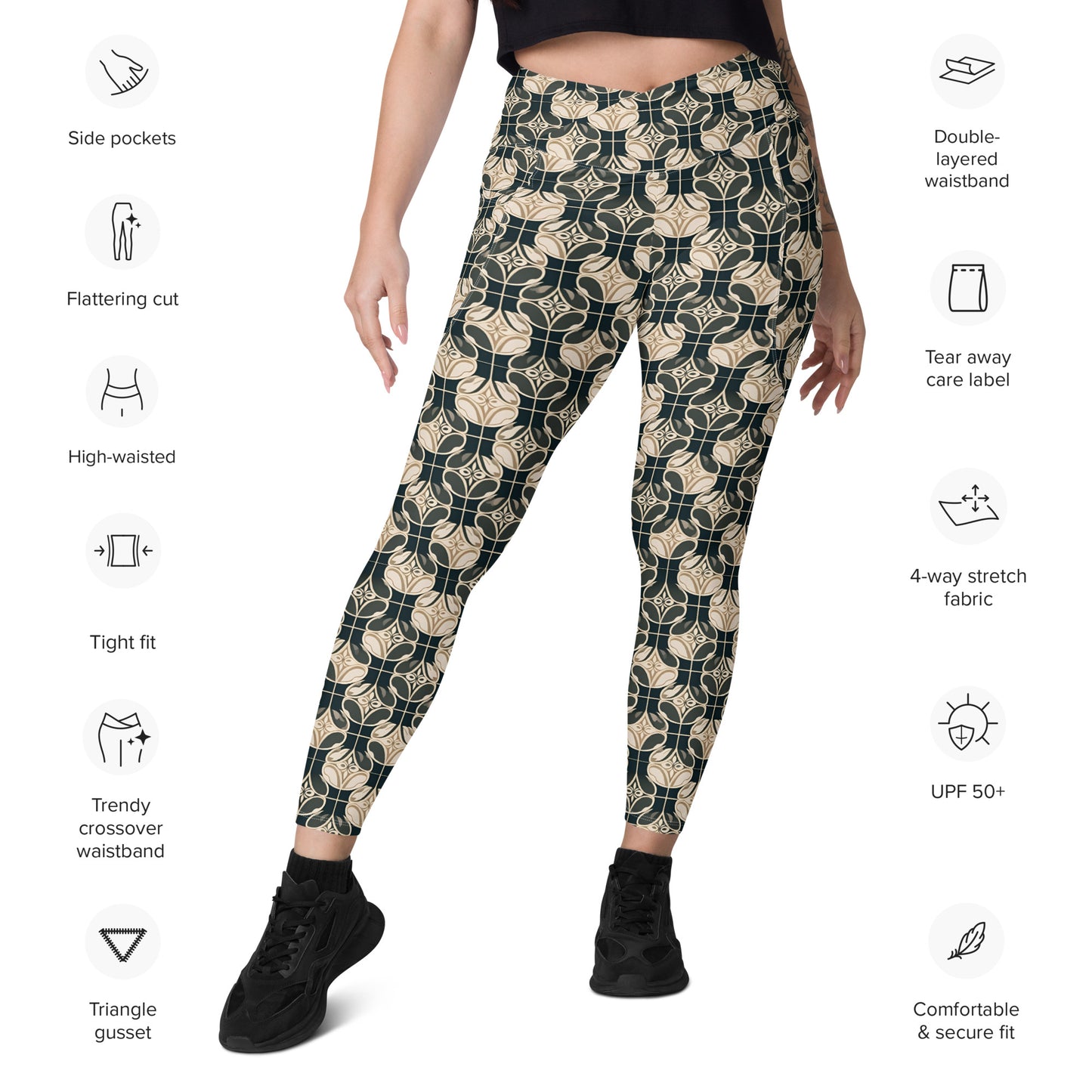 Crossover leggings with pockets