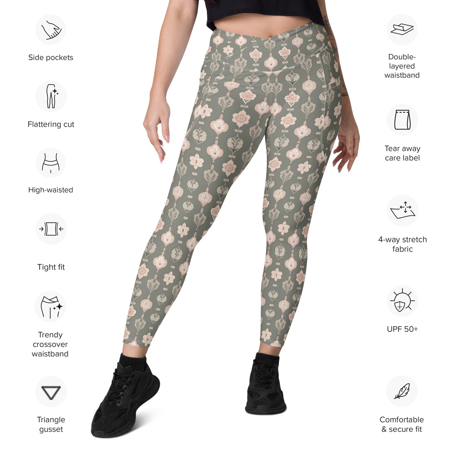 Crossover leggings with pockets