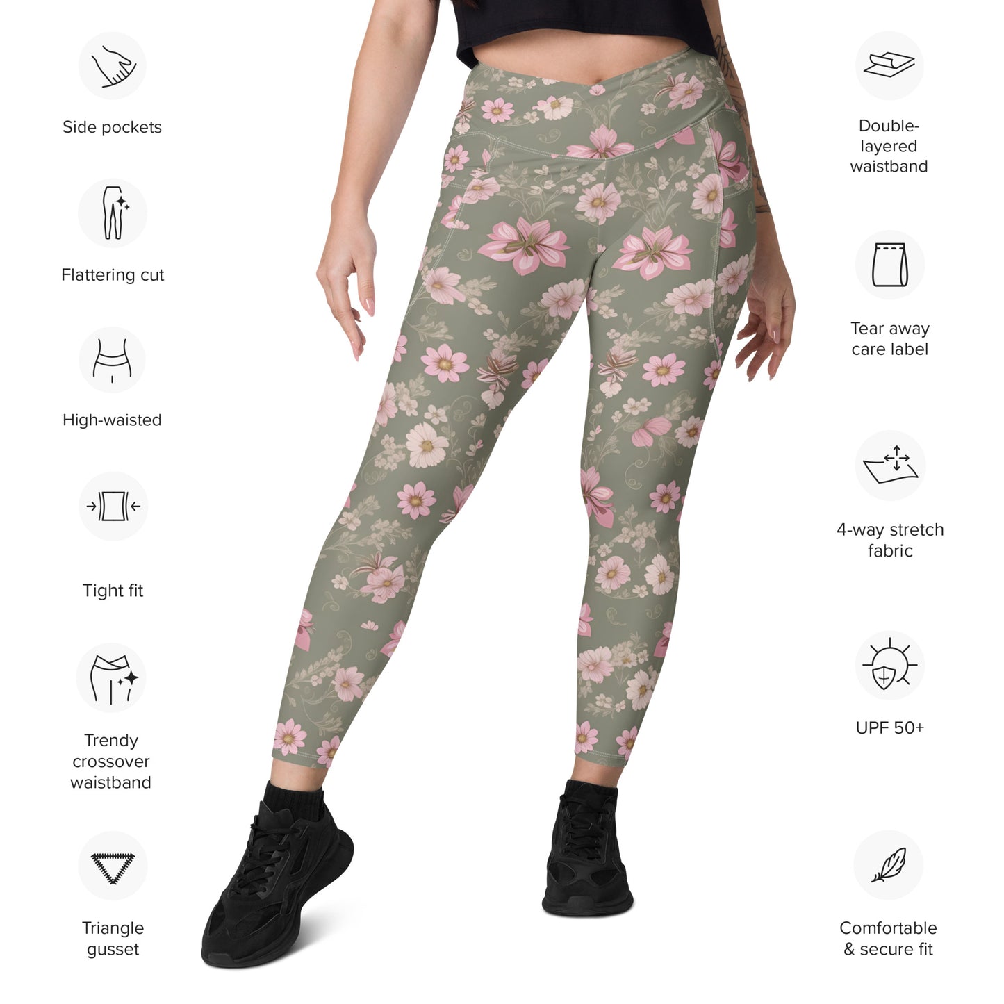 Crossover leggings with pockets