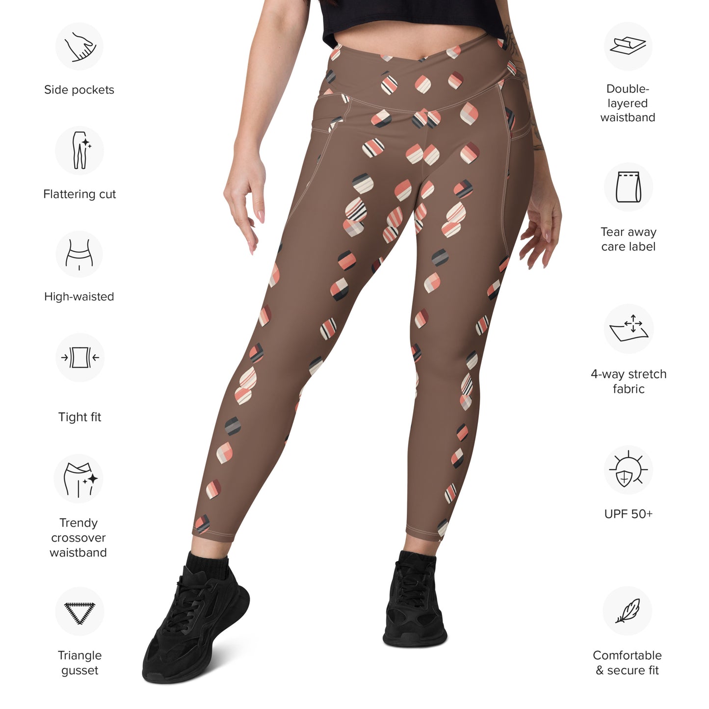 Crossover leggings with pockets