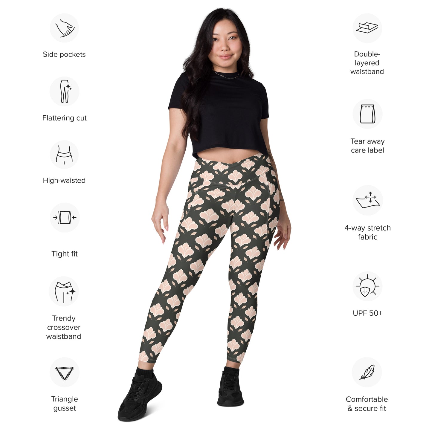 Crossover leggings with pockets