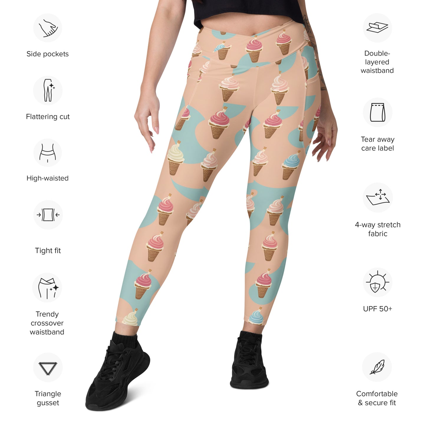 Crossover leggings with pockets