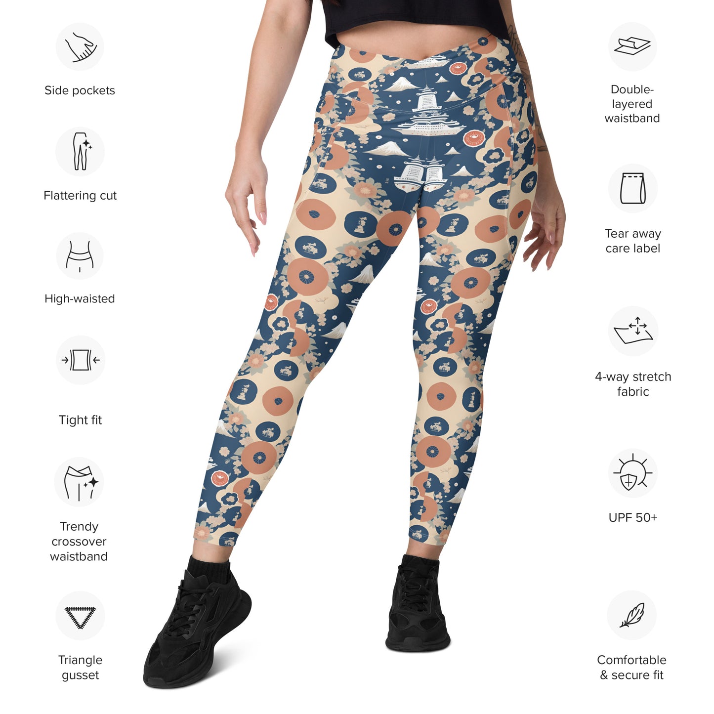 Crossover leggings with pockets